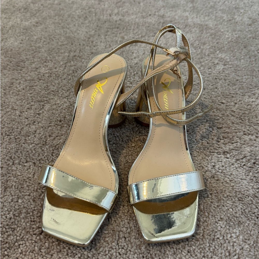 SHEIN Metallic Gold Strappy Heels